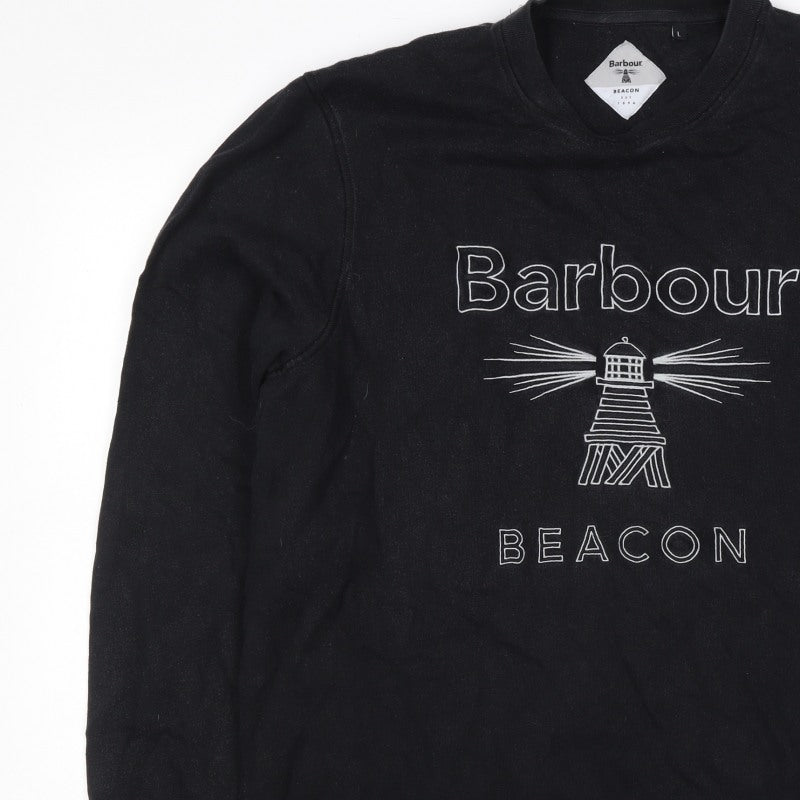 Barbour Men’s Black L Beacon Lighthouse Graphic Pullover Sweatshirt