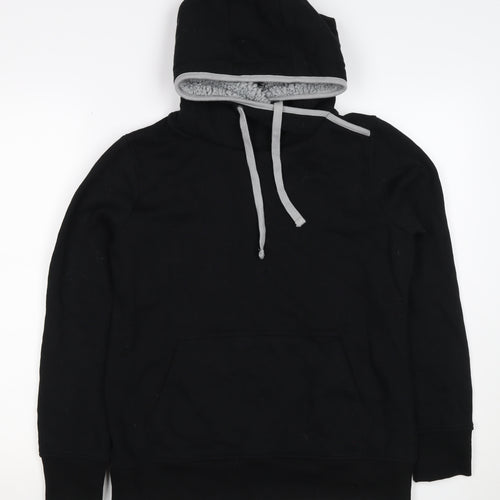 G by Garcia Men’s Black L Sherpa Lined Pullover Hoodie Kangaroo Pocket