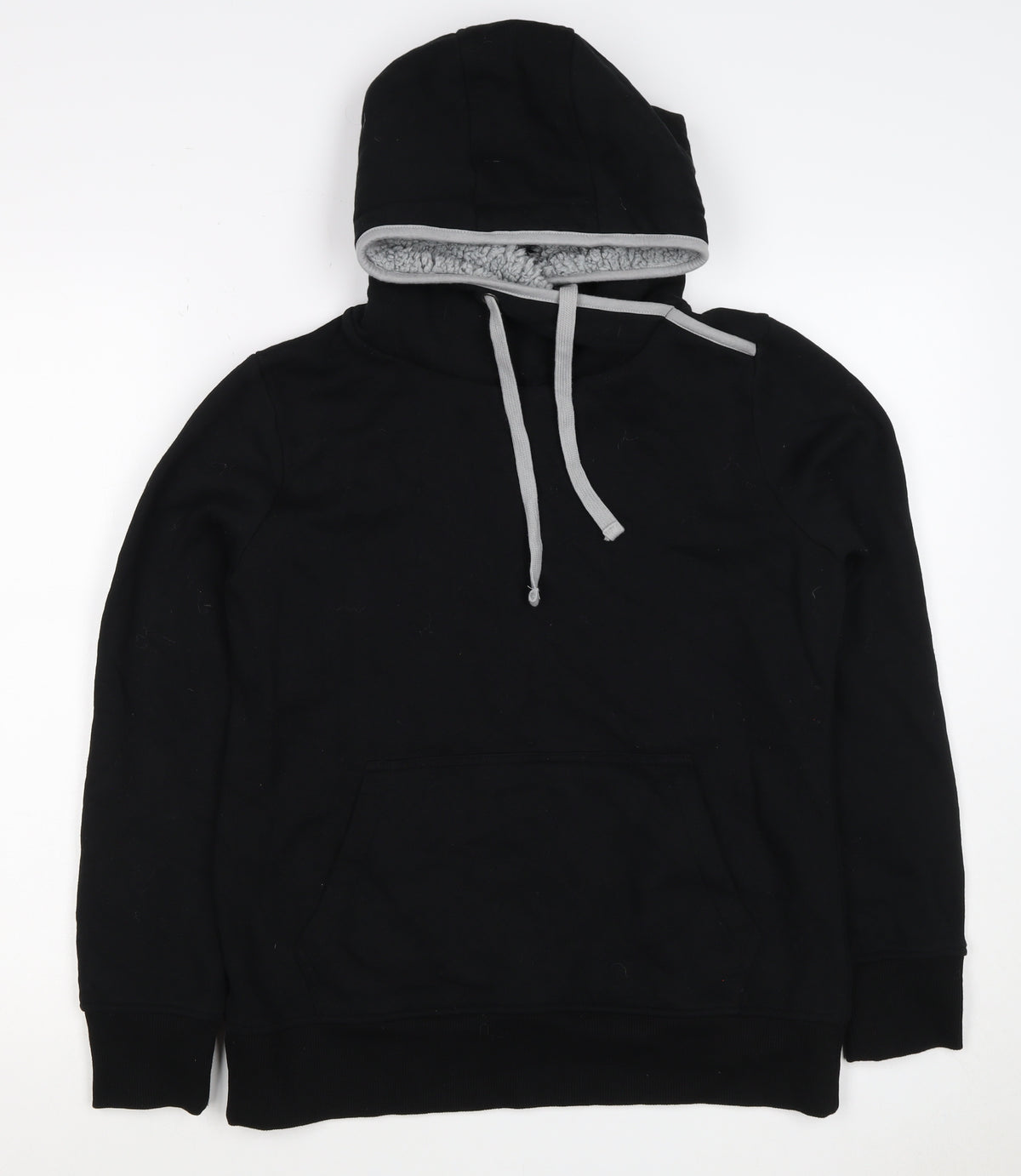 G by Garcia Men’s Black L Sherpa Lined Pullover Hoodie Kangaroo Pocket