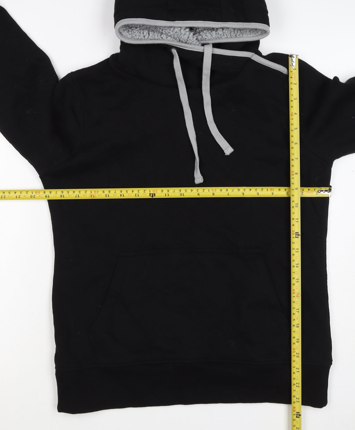 G by Garcia Men’s Black L Sherpa Lined Pullover Hoodie Kangaroo Pocket