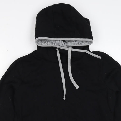 G by Garcia Men’s Black L Sherpa Lined Pullover Hoodie Kangaroo Pocket