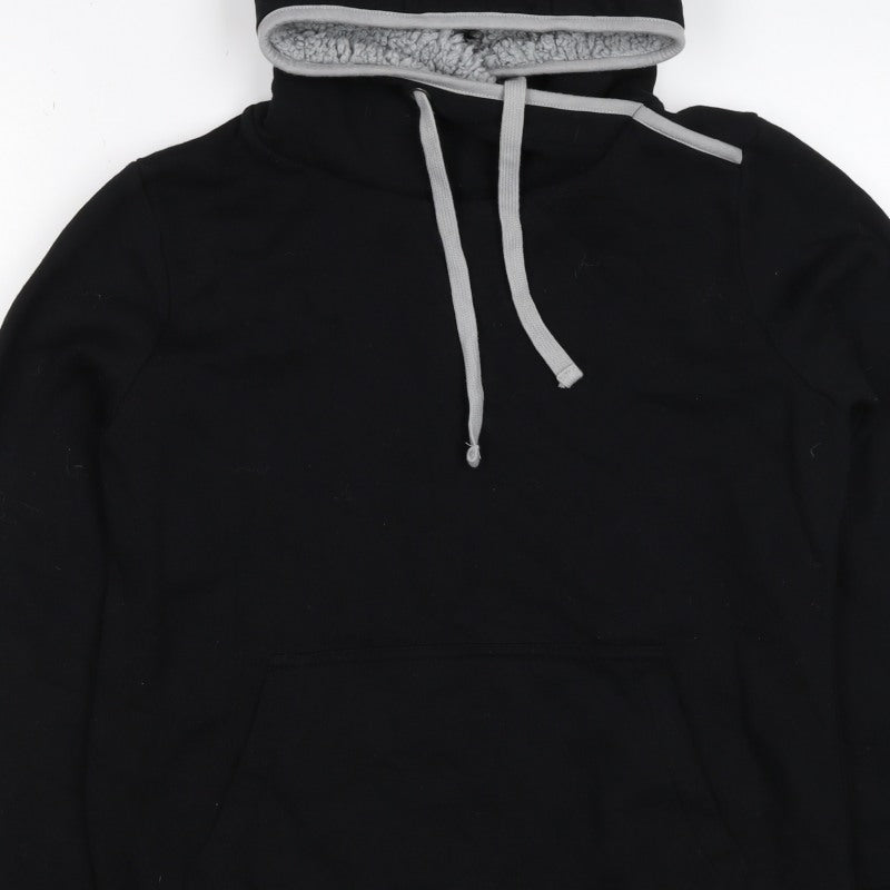 G by Garcia Men’s Black L Sherpa Lined Pullover Hoodie Kangaroo Pocket
