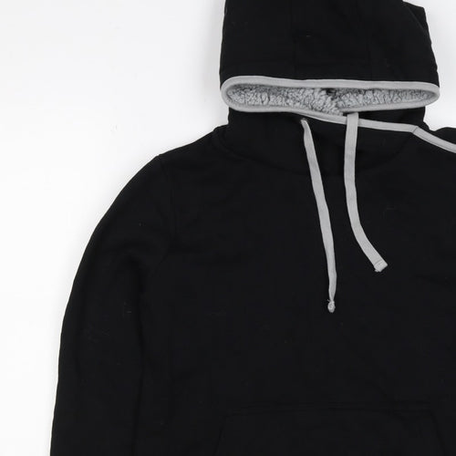 G by Garcia Men’s Black L Sherpa Lined Pullover Hoodie Kangaroo Pocket
