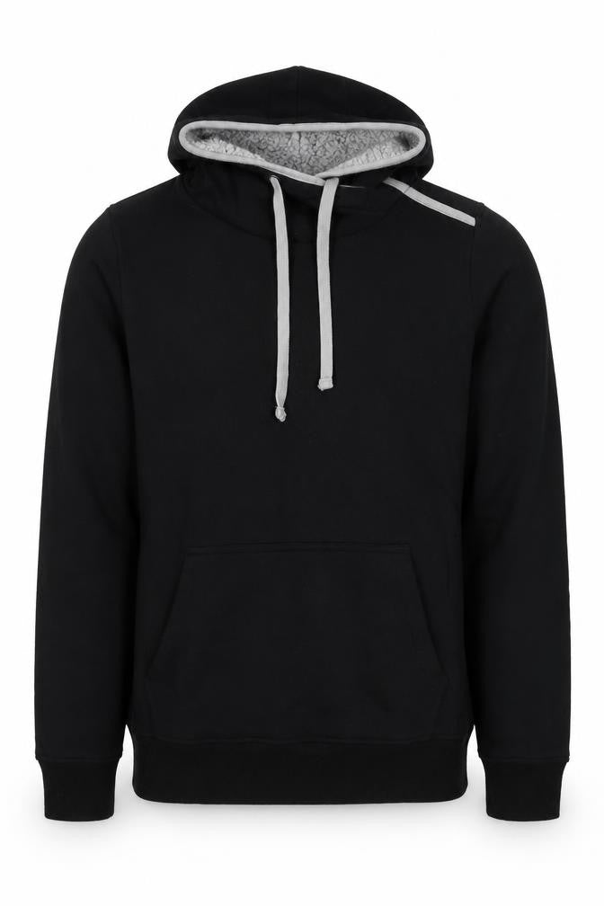 G by Garcia Men’s Black L Sherpa Lined Pullover Hoodie Kangaroo Pocket