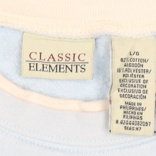 Classic Elements Women’s Blue L Christmas Snowman Embroidered Sweatshirt