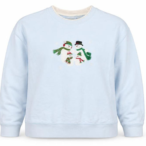 Classic Elements Women’s Blue L Christmas Snowman Embroidered Sweatshirt