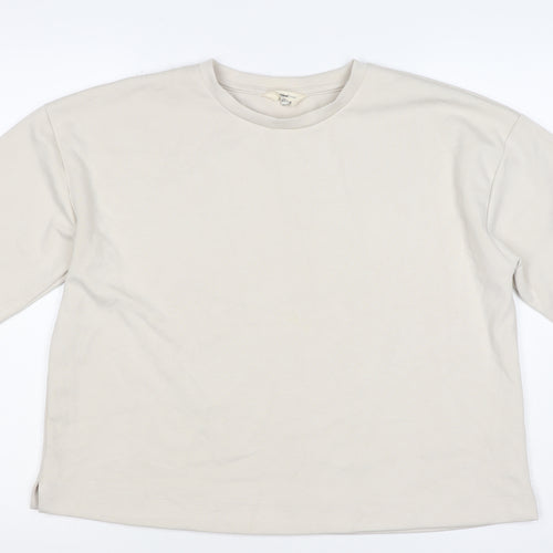 River Island Women Ivory M Relaxed Stretch Jersey Basic T-Shirt
