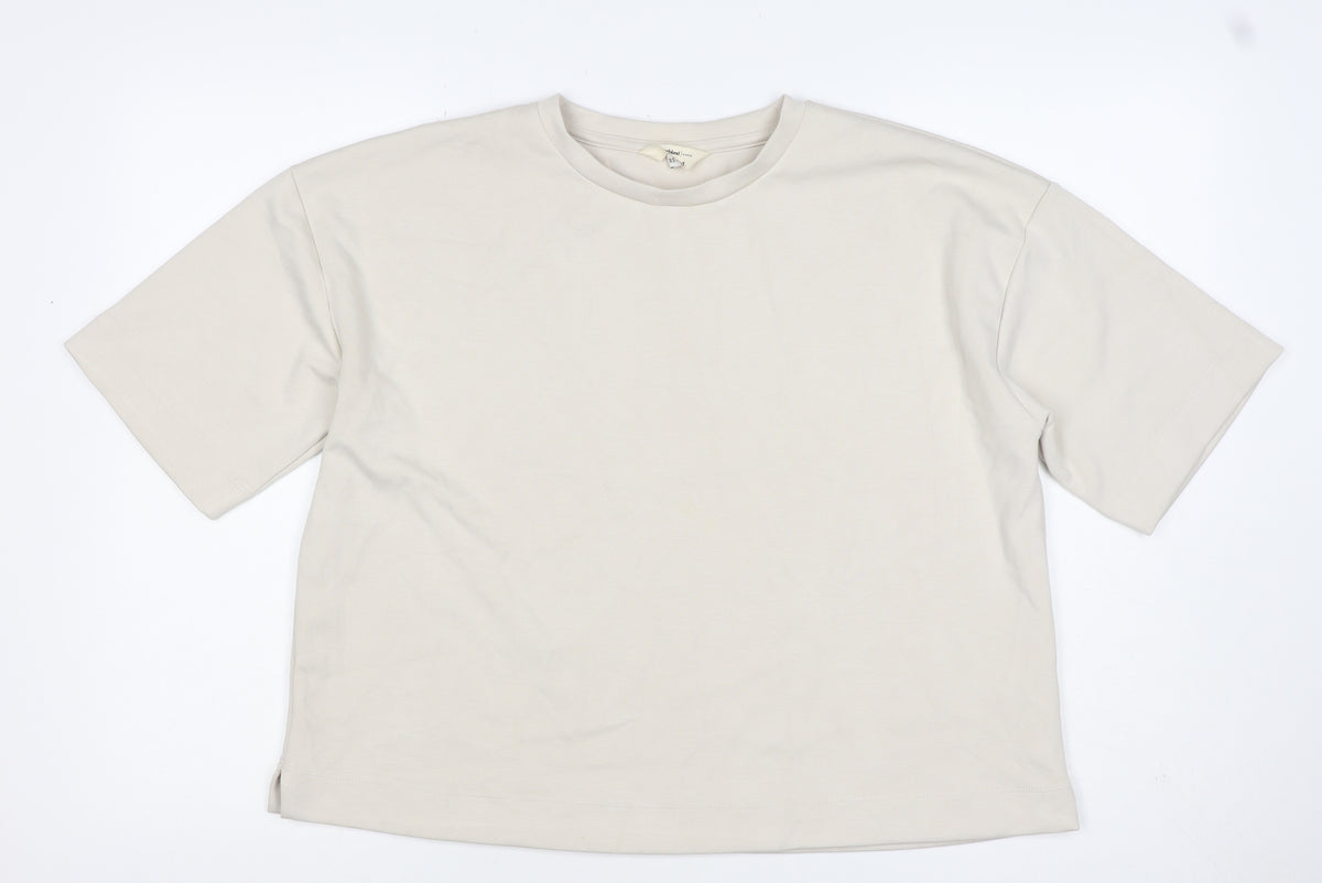 River Island Women Ivory M Relaxed Stretch Jersey Basic T-Shirt