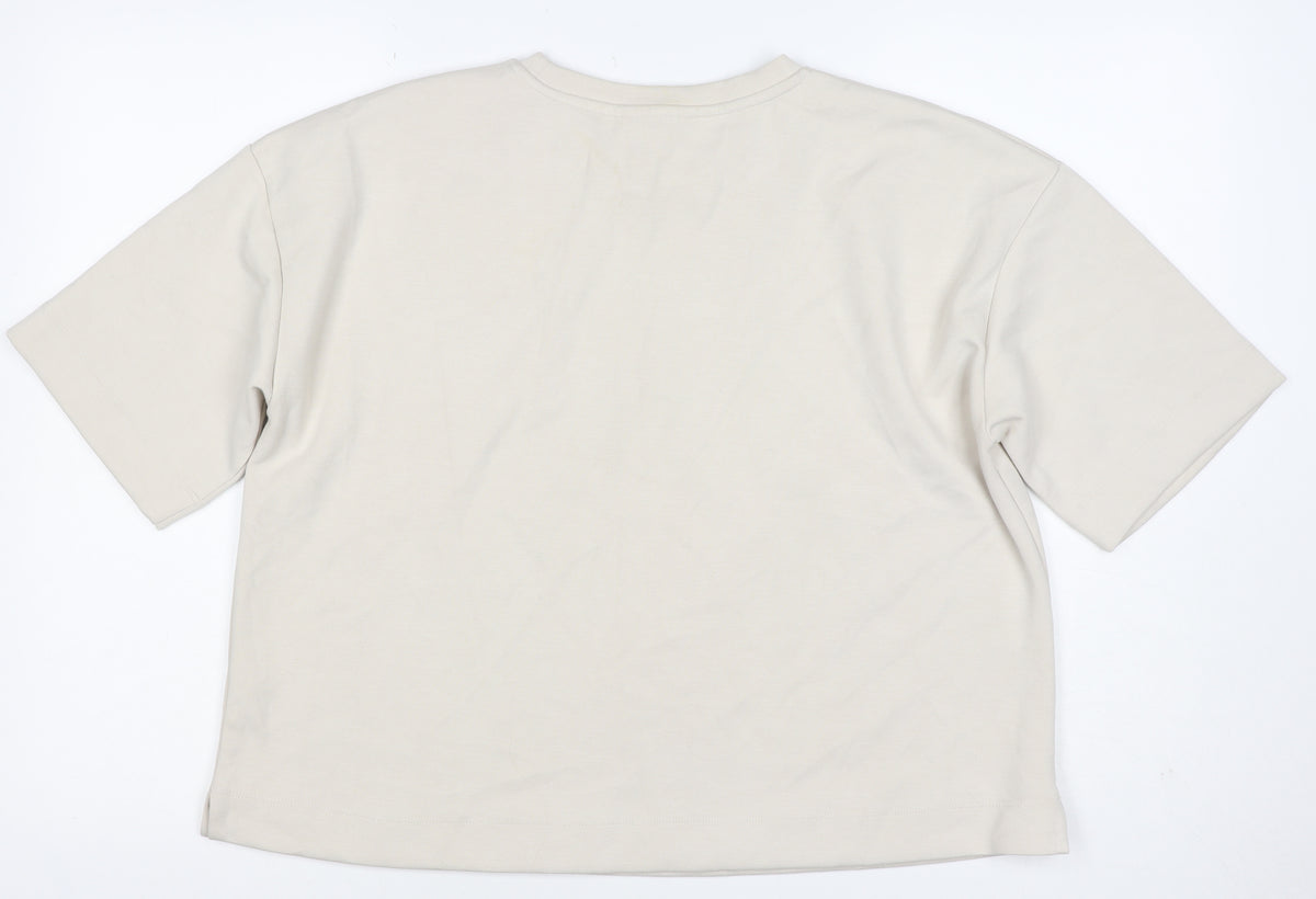 River Island Women Ivory M Relaxed Stretch Jersey Basic T-Shirt