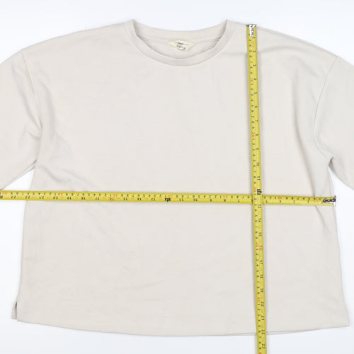River Island Women Ivory M Relaxed Stretch Jersey Basic T-Shirt