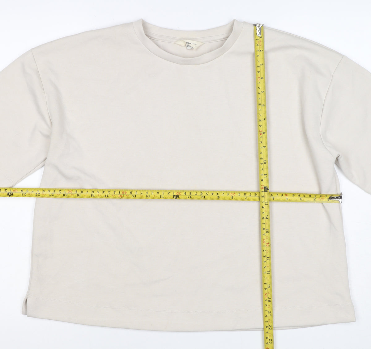 River Island Women Ivory M Relaxed Stretch Jersey Basic T-Shirt