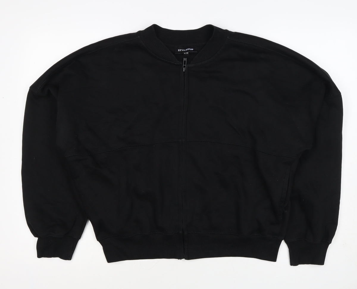 StyledUp Women’s Black S/M Full Zip Pocket Sweatshirt Jacket