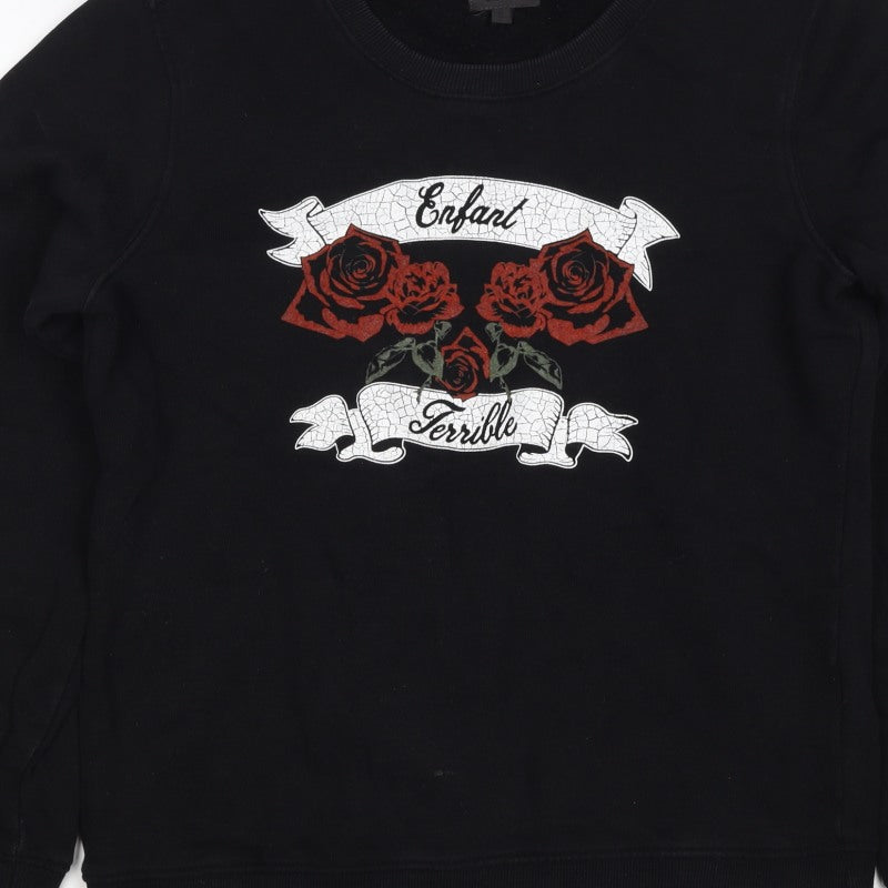 Additional view of Seven Sisters Men’s Black S Rose Graphic Crew Neck jumper