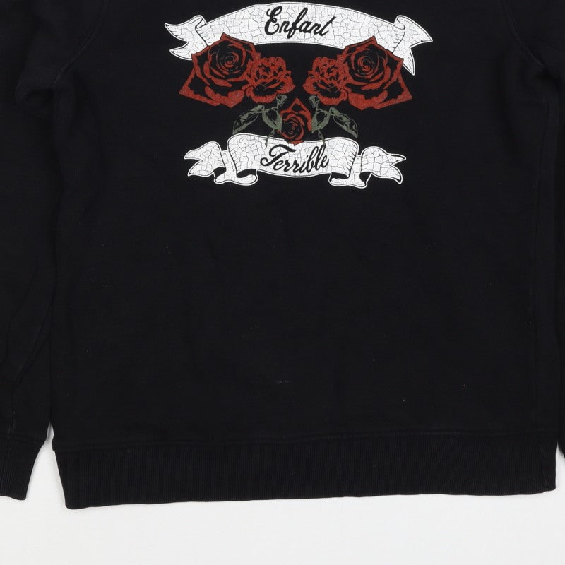Additional view of Seven Sisters Men’s Black S Rose Graphic Crew Neck jumper