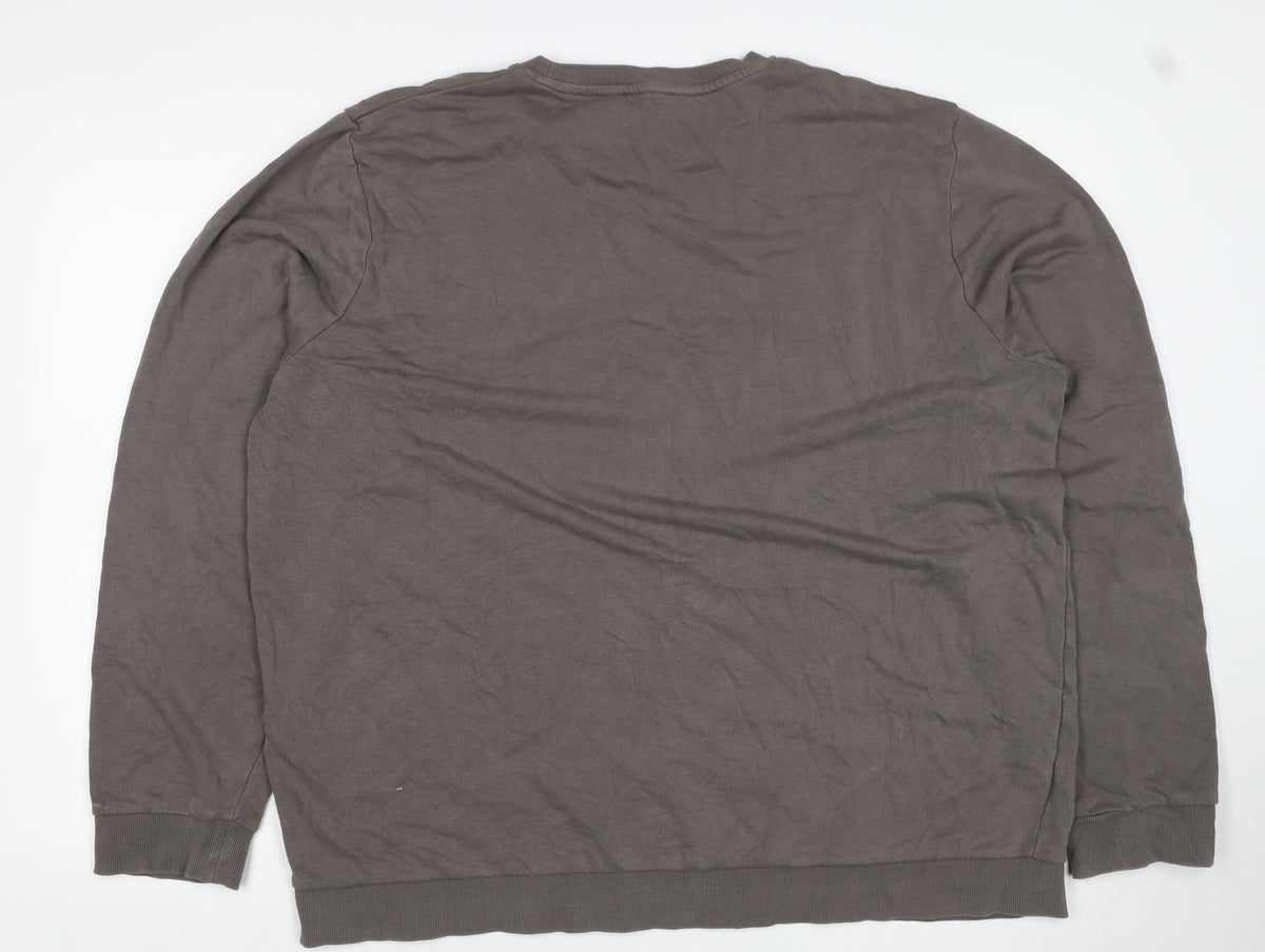 New Look Men Brown 7XL Brooklyn Graphic Print Crew Neck Pullover Jumper