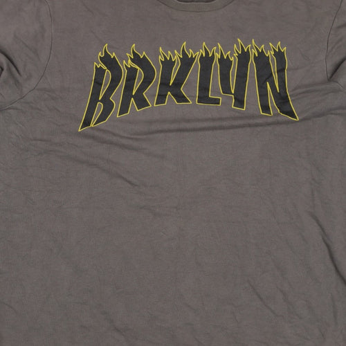 New Look Men Brown 7XL Brooklyn Graphic Print Crew Neck Pullover Jumper