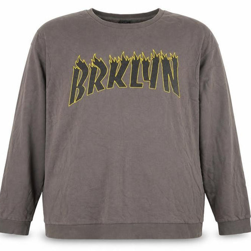 New Look Men Brown 7XL Brooklyn Graphic Print Crew Neck Pullover Jumper