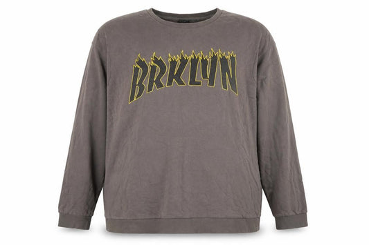 Front view of New Look Men Brown 7XL Brooklyn Graphic Print Crew Neck jumper