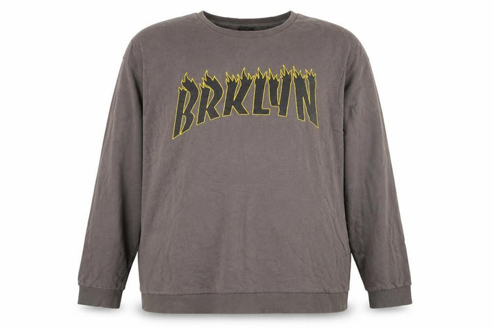 New Look Men Brown 7XL Brooklyn Graphic Print Crew Neck Pullover Jumper