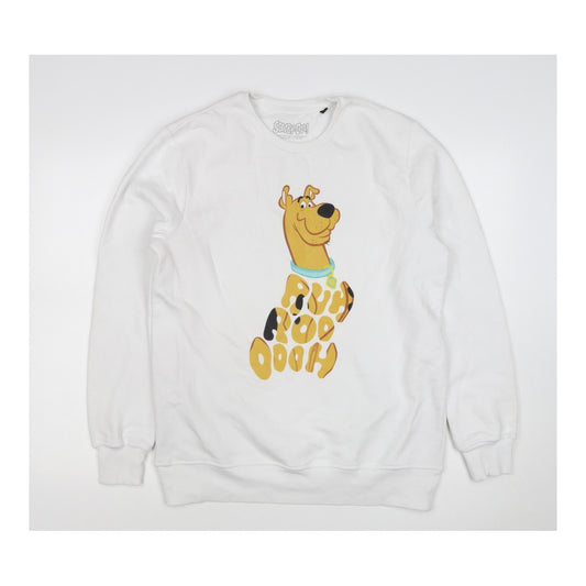 Scooby-Doo Men’s White XL Pullover Graphic Print Sweatshirt Cartoon Dog