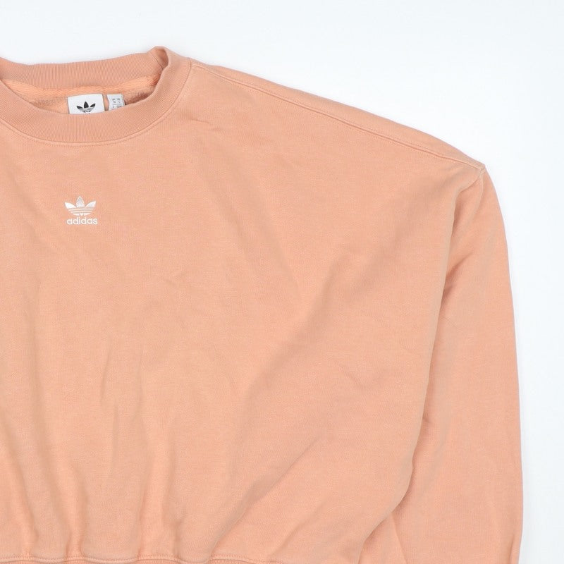 Adidas Women Pink UK 10 Pullover Crew Neck Logo Sweatshirt