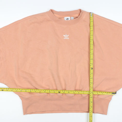 Adidas Women Pink UK 10 Pullover Crew Neck Logo Sweatshirt