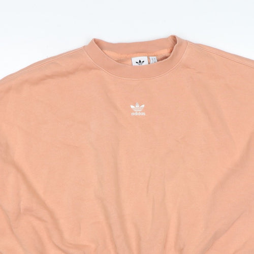 Adidas Women Pink UK 10 Pullover Crew Neck Logo Sweatshirt