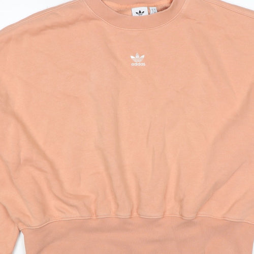 Adidas Women Pink UK 10 Pullover Crew Neck Logo Sweatshirt