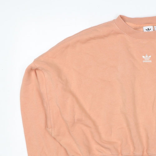 Adidas Women Pink UK 10 Pullover Crew Neck Logo Sweatshirt