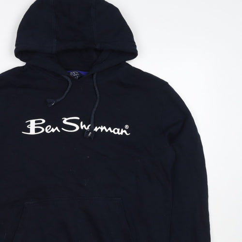 Ben Sherman Men’s Blue M Pullover Hoodie Logo Cotton Drawstring