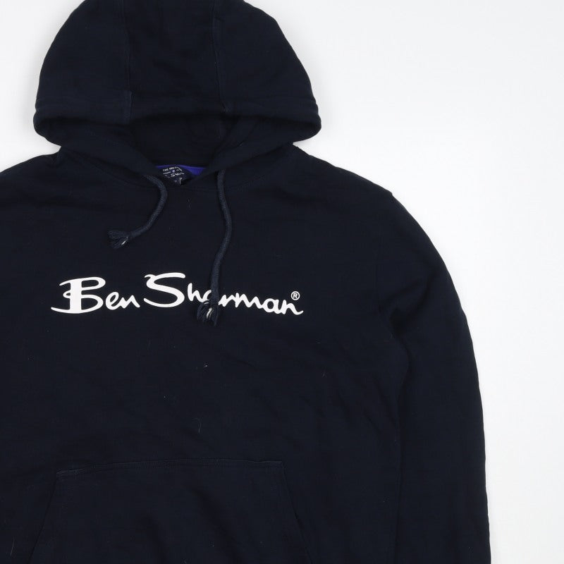 Ben Sherman Men’s Blue M Pullover Hoodie Logo Cotton Drawstring