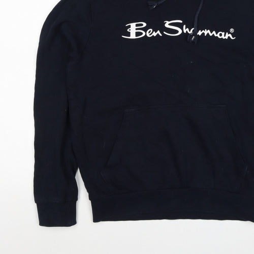 Ben Sherman Men’s Blue M Pullover Hoodie Logo Cotton Drawstring