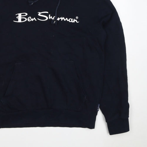 Ben Sherman Men’s Blue M Pullover Hoodie Logo Cotton Drawstring