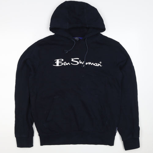Ben Sherman Men’s Blue M Pullover Hoodie Logo Cotton Drawstring