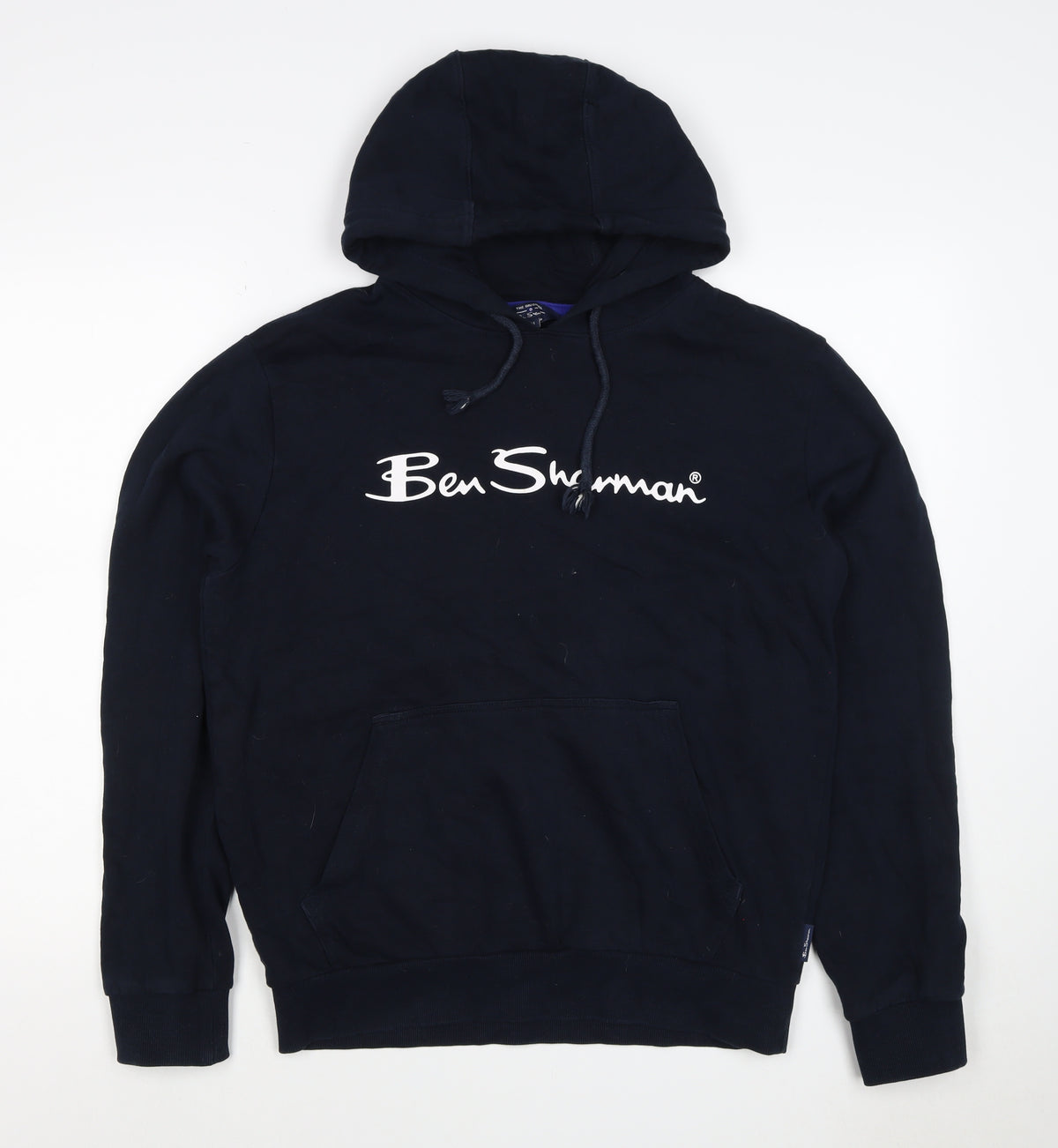 Ben Sherman Men’s Blue M Pullover Hoodie Logo Cotton Drawstring