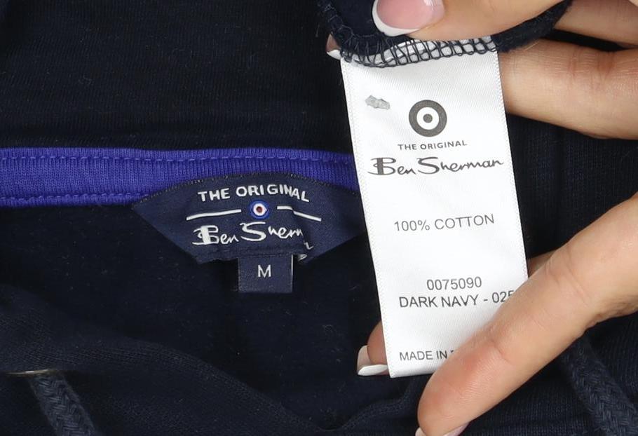 Ben Sherman Men’s Blue M Pullover Hoodie Logo Cotton Drawstring