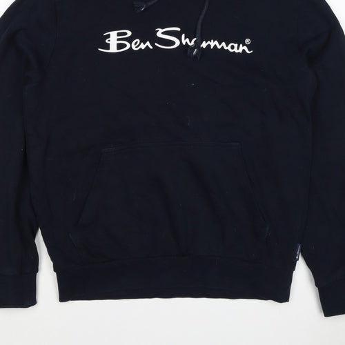 Ben Sherman Men’s Blue M Pullover Hoodie Logo Cotton Drawstring
