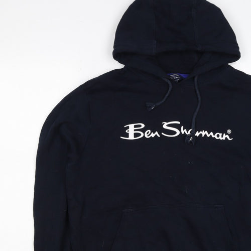 Ben Sherman Men’s Blue M Pullover Hoodie Logo Cotton Drawstring