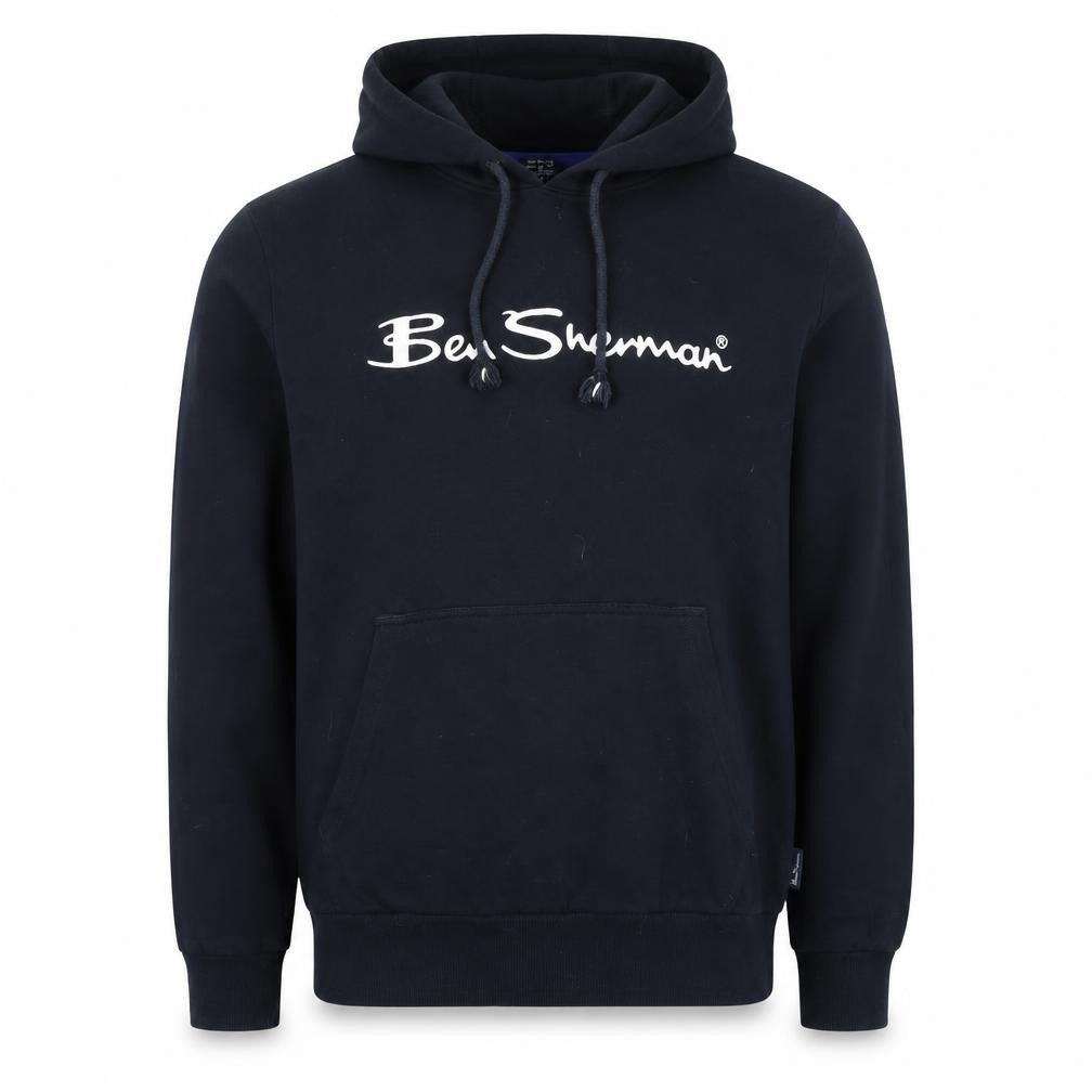 Ben Sherman Men’s Blue M Pullover Hoodie Logo Cotton Drawstring