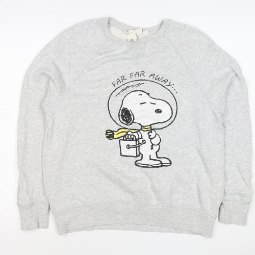 C&A Women Grey M Snoopy Peanuts Graphic Pullover Sweatshirt