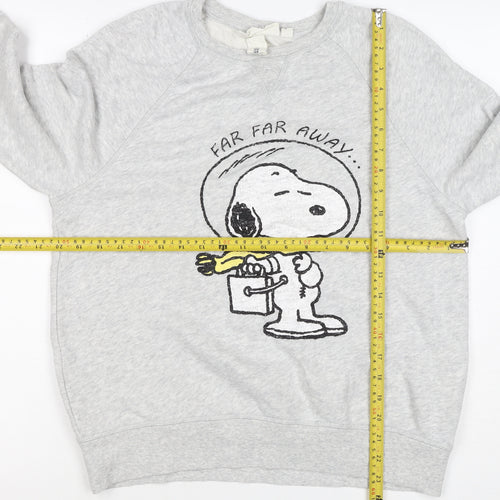 C&A Women Grey M Snoopy Peanuts Graphic Pullover Sweatshirt