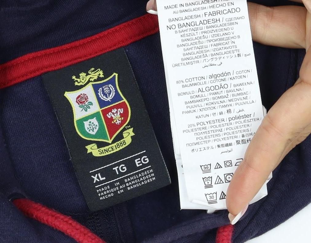 British & Irish Lions Men’s Blue XL Full Zip Rugby Hoodie