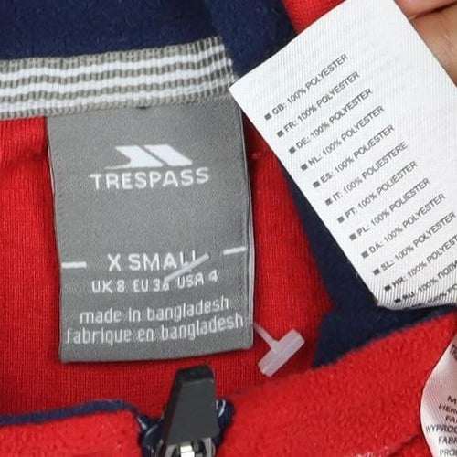 Trespass Women Red XS 1/4 Zip Fleece Pullover Sweatshirt