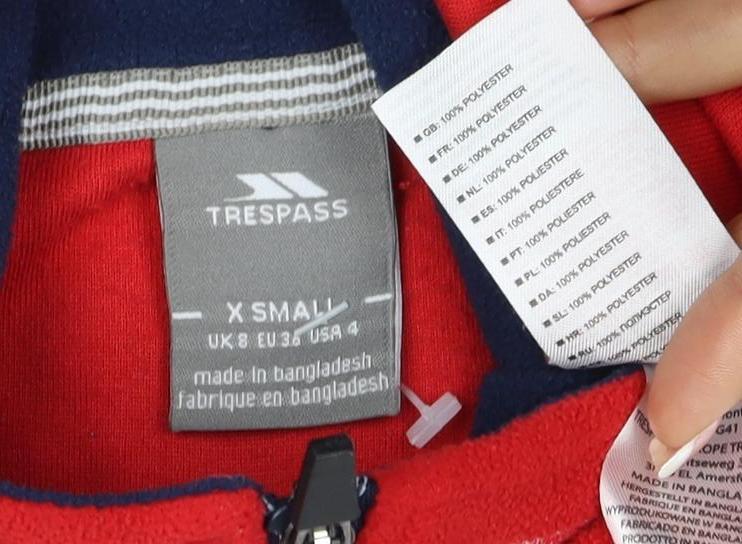 Trespass Women Red XS 1/4 Zip Fleece Pullover Sweatshirt