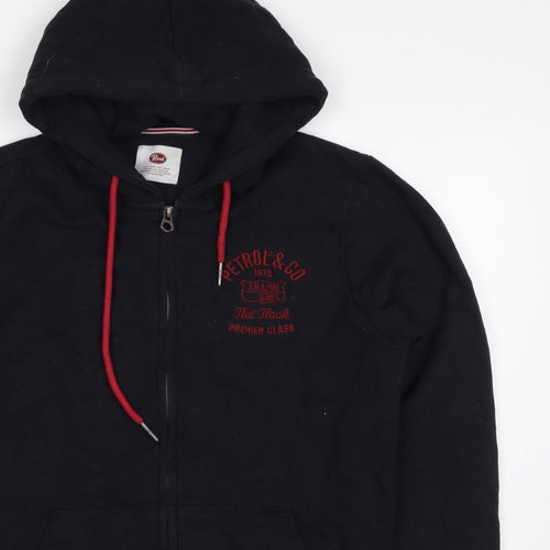 Petrol Men Black M Full Zip Hooded Logo Sweatshirt Graphic Print