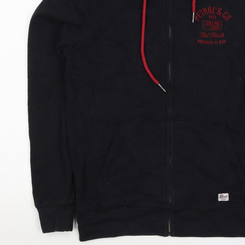 Petrol Men Black M Full Zip Hooded Logo Sweatshirt Graphic Print