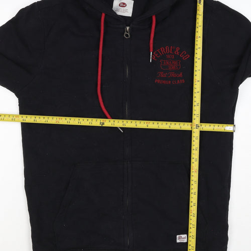Petrol Men Black M Full Zip Hooded Logo Sweatshirt Graphic Print
