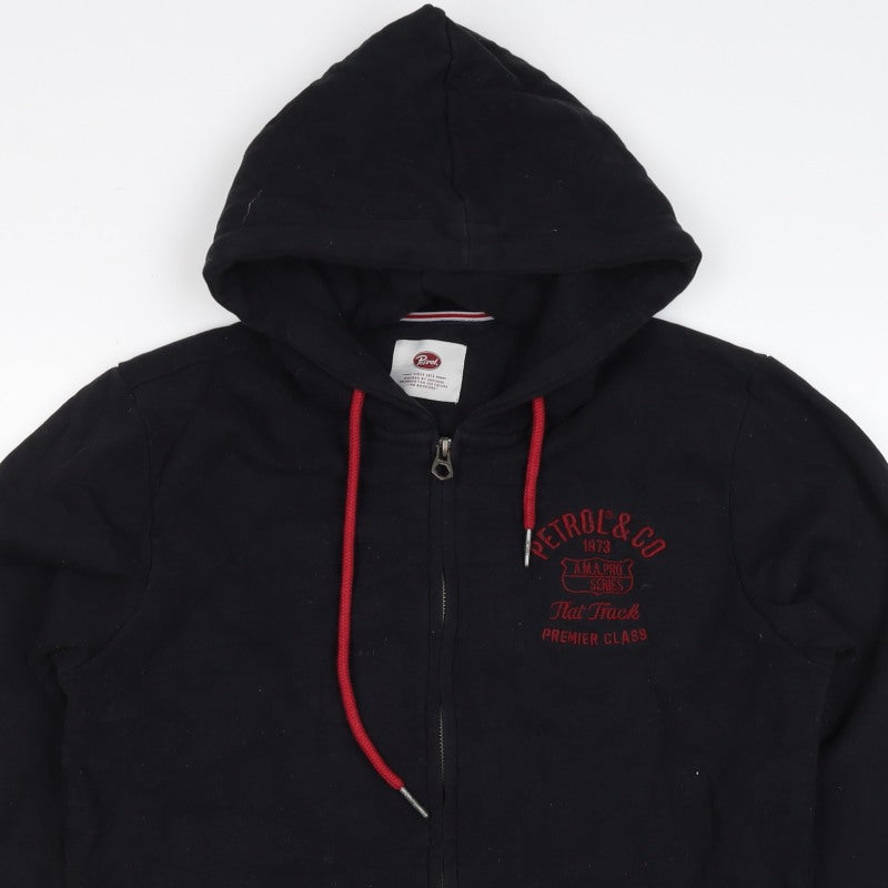 Petrol Men Black M Full Zip Hooded Logo Sweatshirt Graphic Print