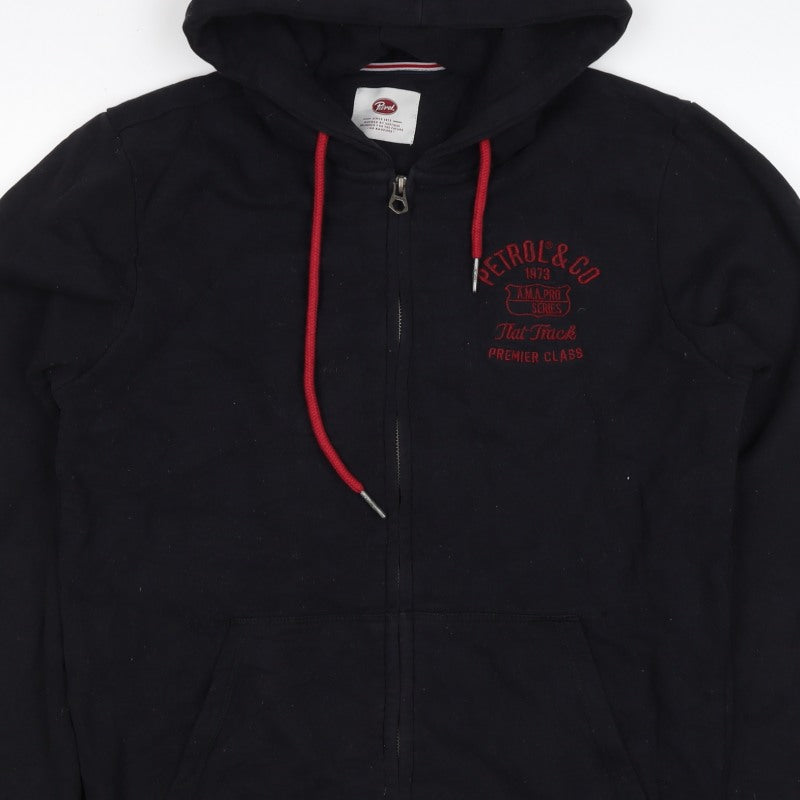 Petrol Men Black M Full Zip Hooded Logo Sweatshirt Graphic Print