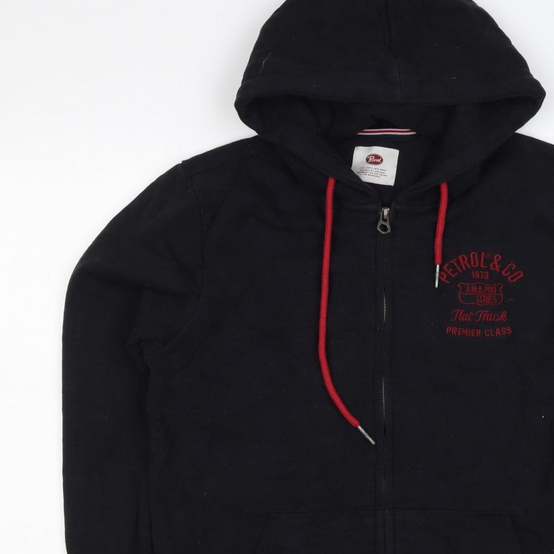 Petrol Men Black M Full Zip Hooded Logo Sweatshirt Graphic Print